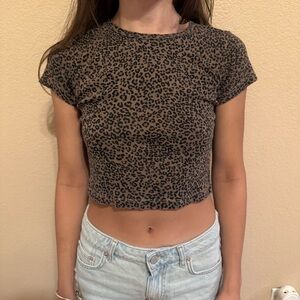brandy melville / john galt brown leopard crop top